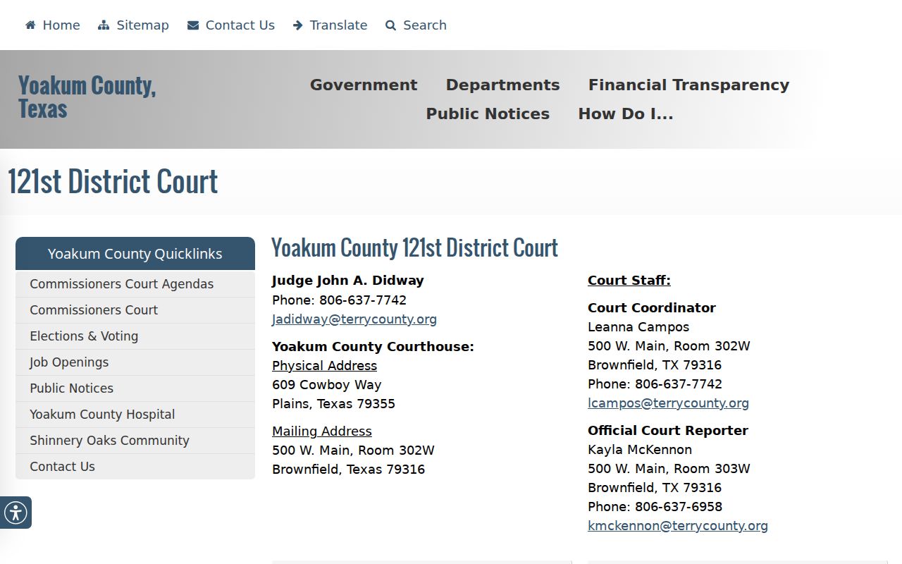 Yoakum County court docket District Court source