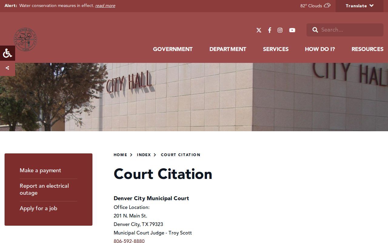Denver City court docket citation information page
