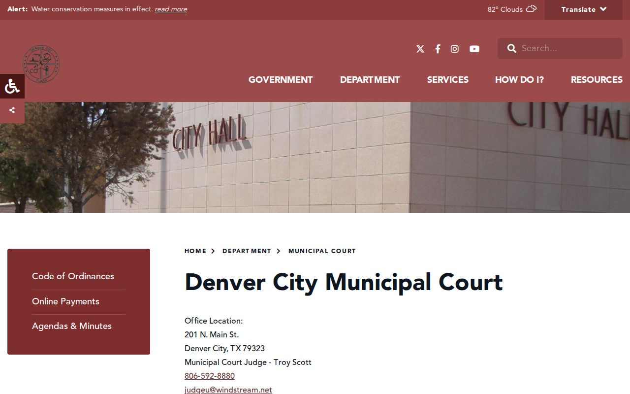 Denver City Municipal Court docket contact page